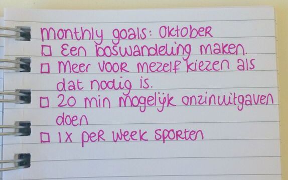 monthly goals oktober 2015